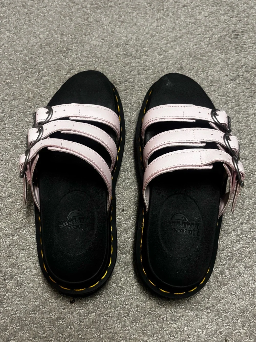 Women’s Dr.Martens Triple-Strap Platform Sandals in Light Pink and Black